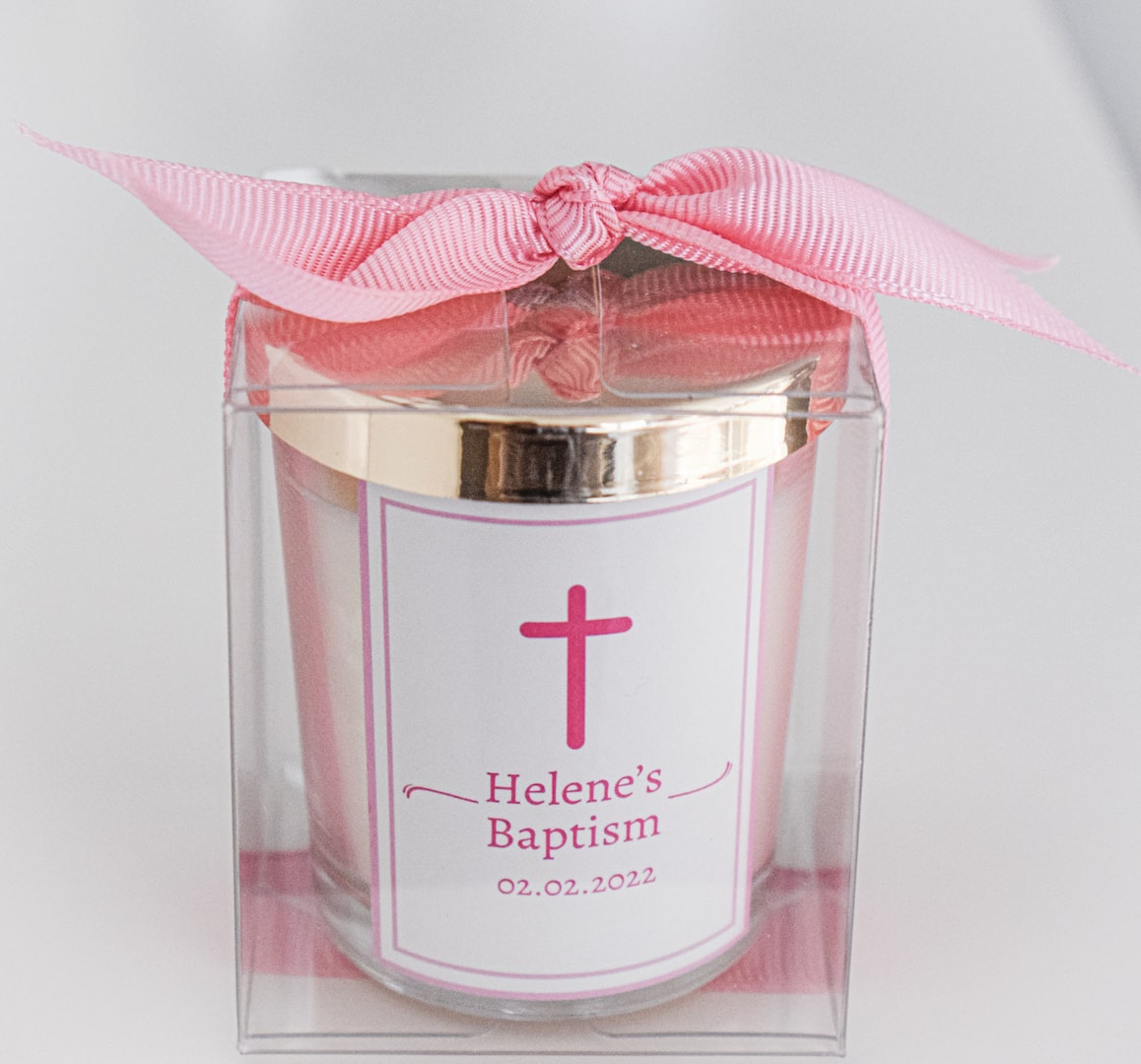 Girl Baby Baptism Favors | Personalized Christening Giveaways | Scented Candles
