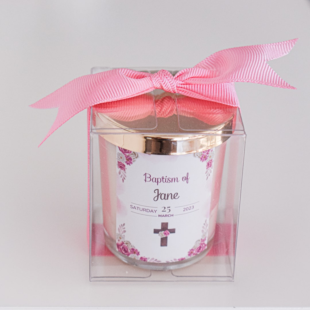 Girl- Baby Baptism Favors | Personalized Christening Giveaways | Scented Candles
