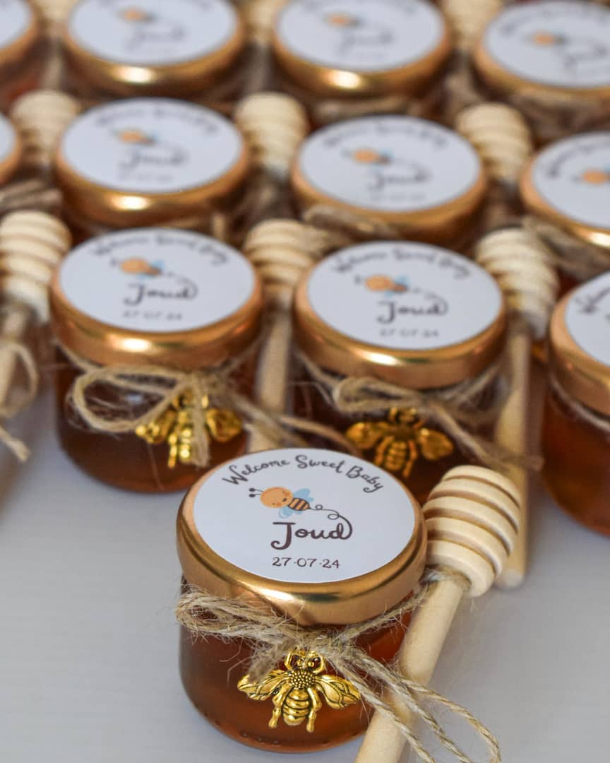 Personalized Baby Boy & Baby Girl Shower Favors Natural Honey Jars