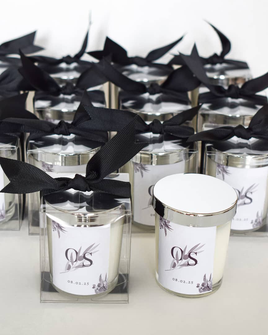 Personalized Scented Candle | Customized Name & Design Wedding Favors