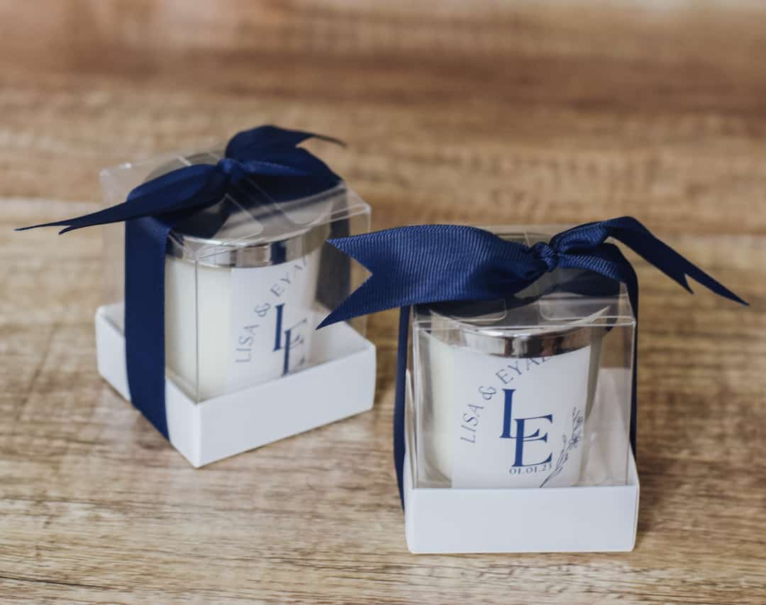 Wedding Party Favors Candles Silver Blue