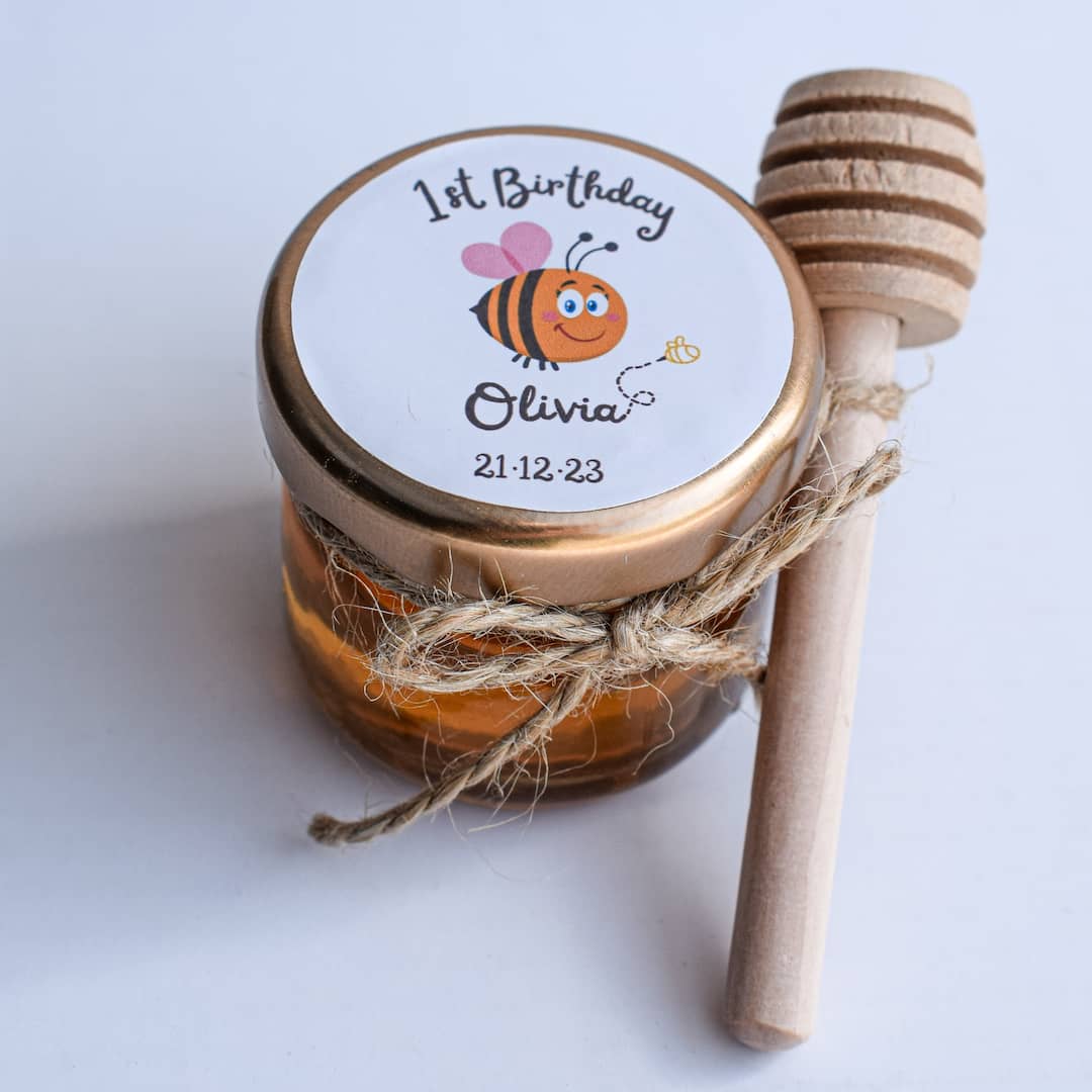Bee girl Birthday Party Favors Pure Honey Jars