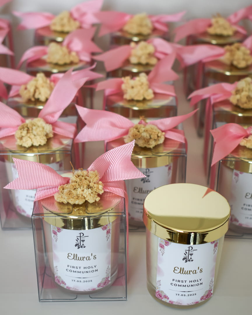 Holly Communion Favors | Personalized Giveaways | Scented Candles