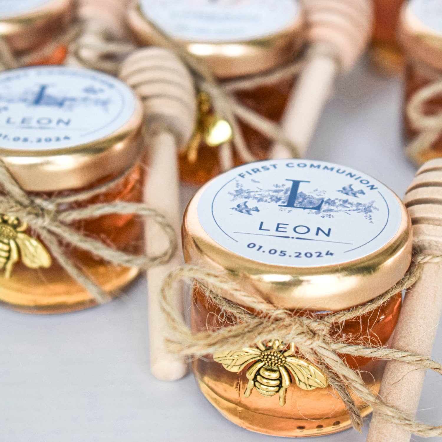 First Communion favors personalized honey jars