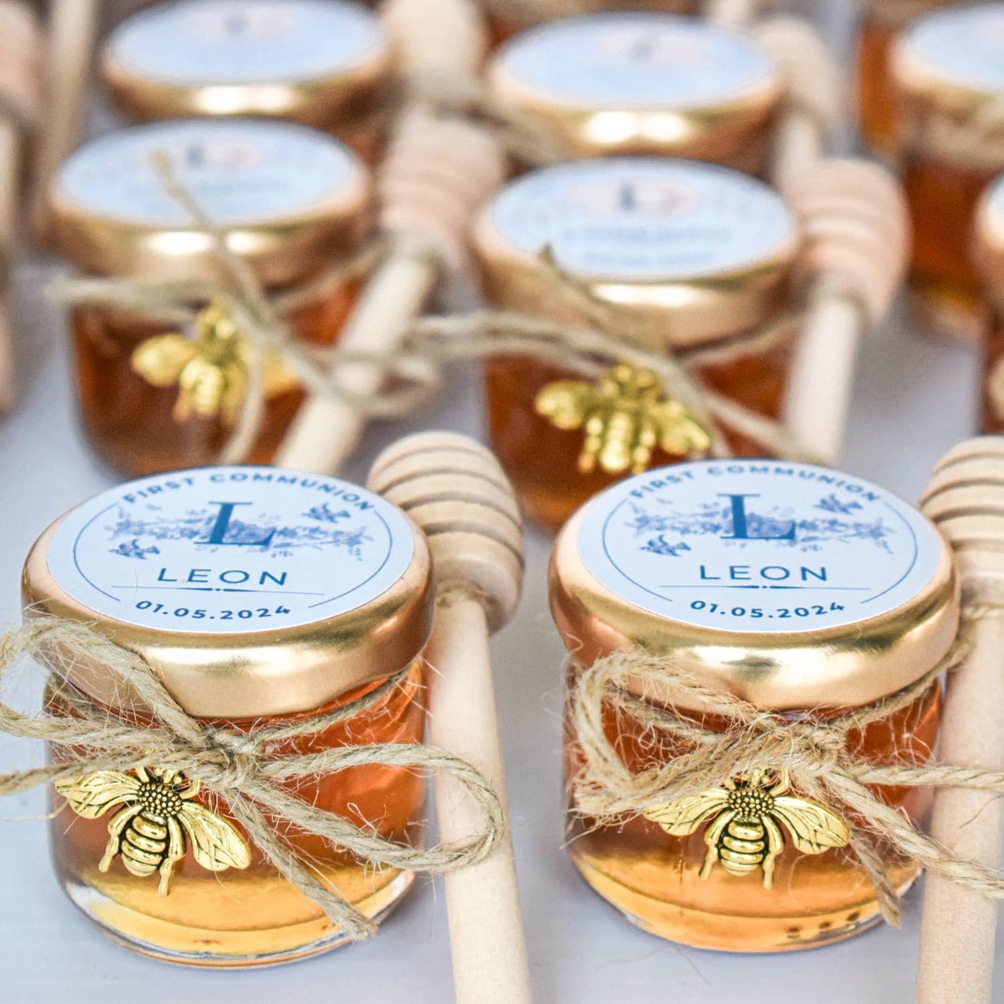 First Communion favors personalized honey jars