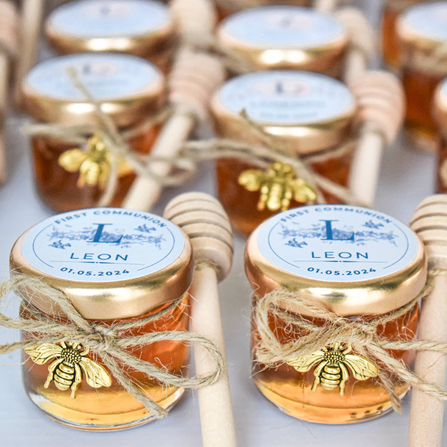 First Communion favors personalized honey jars