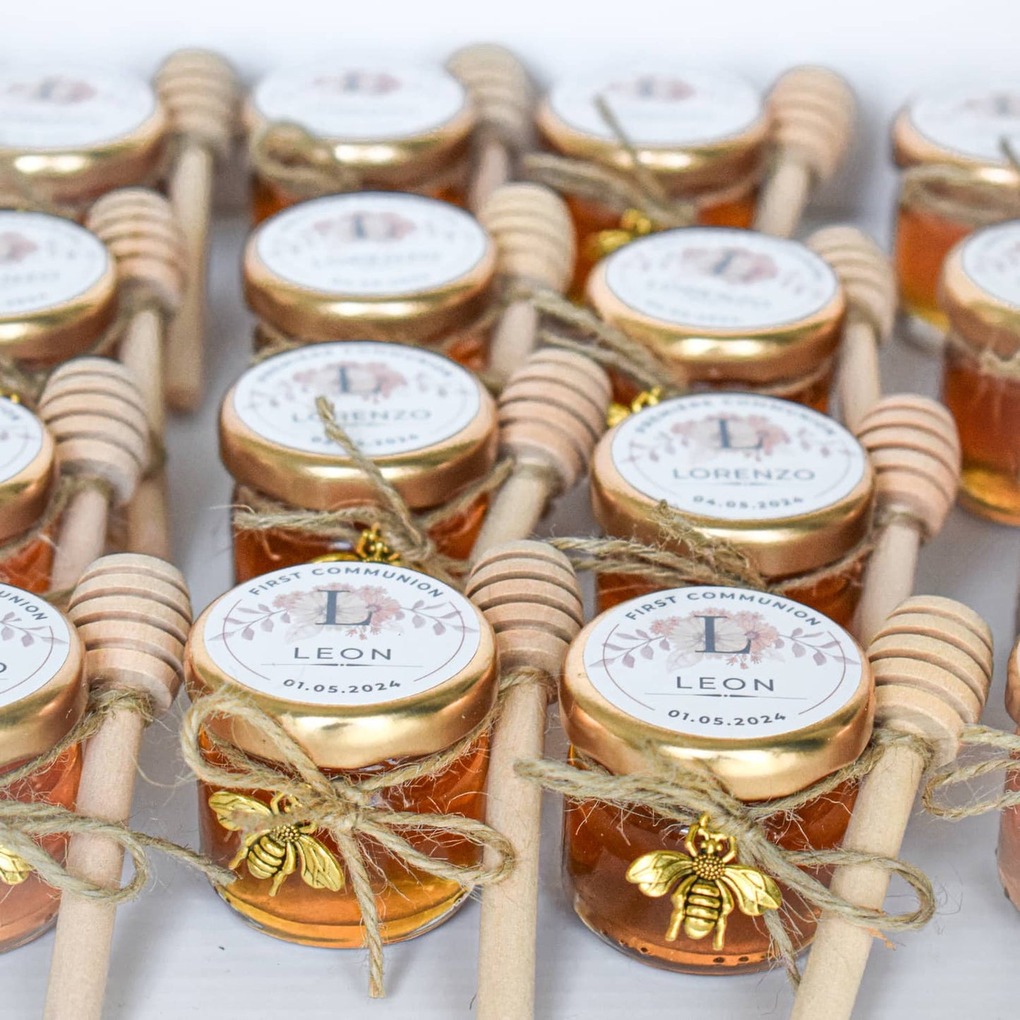 First Communion favors personalized honey jars