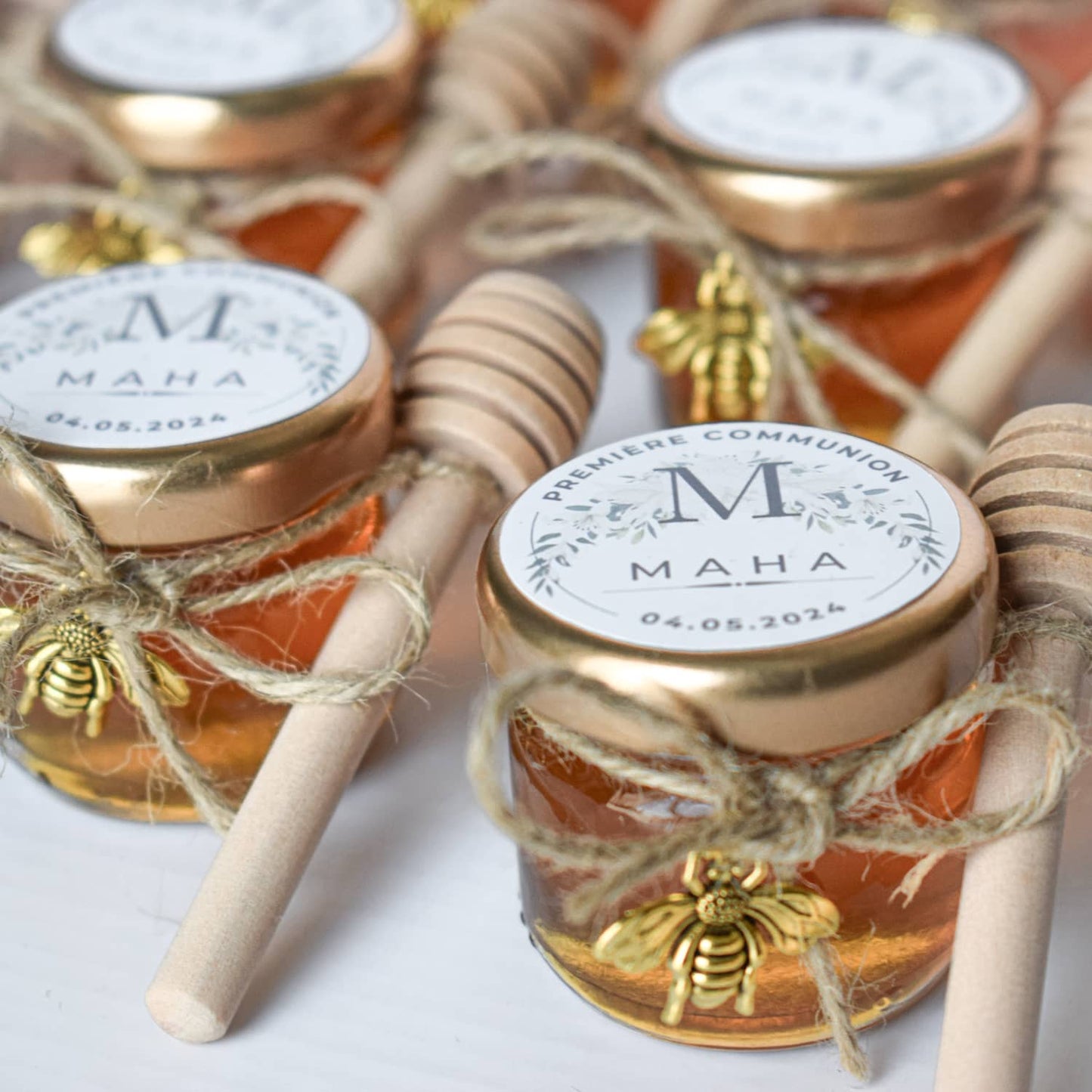 First Communion favors personalized honey jars