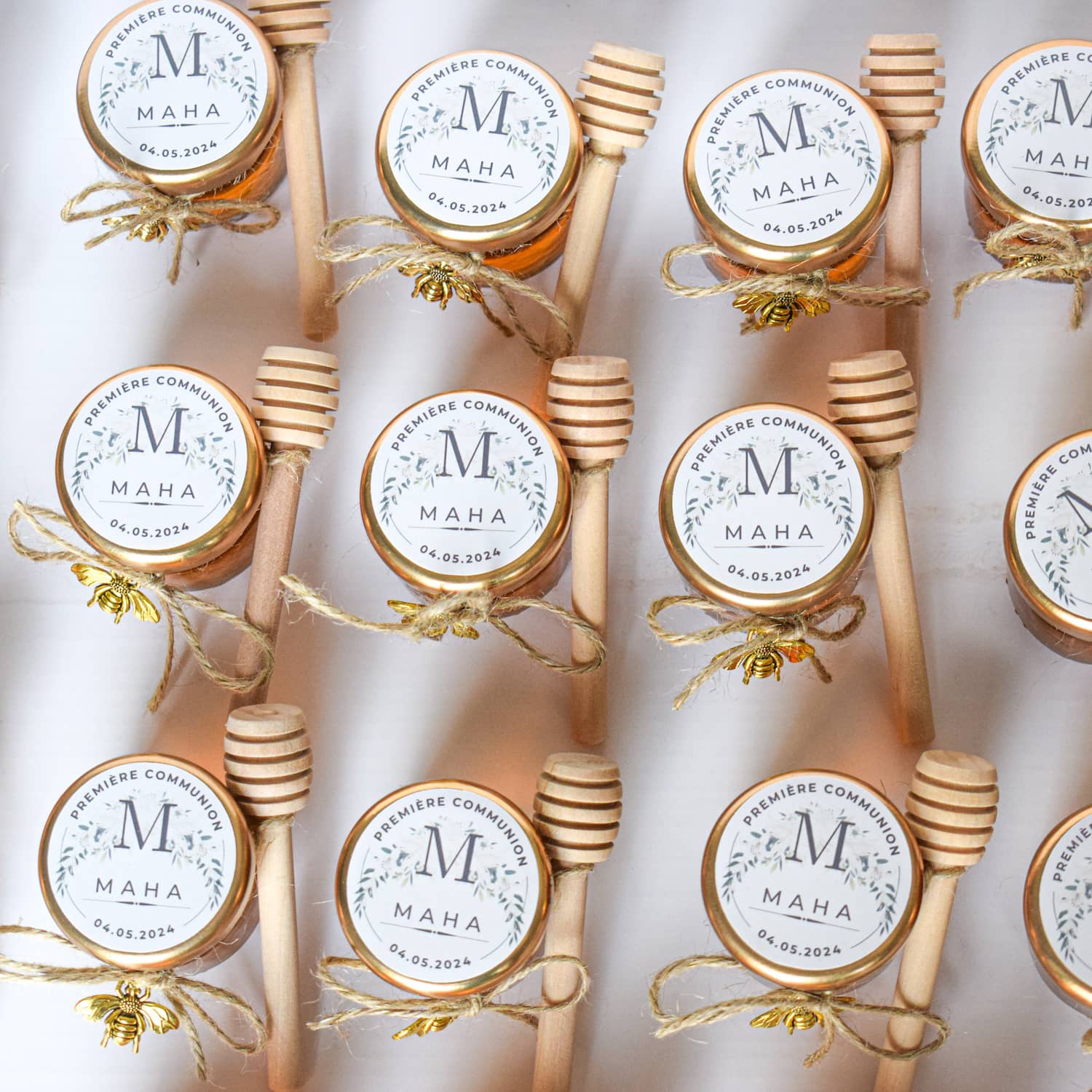 First Communion favors personalized honey jars