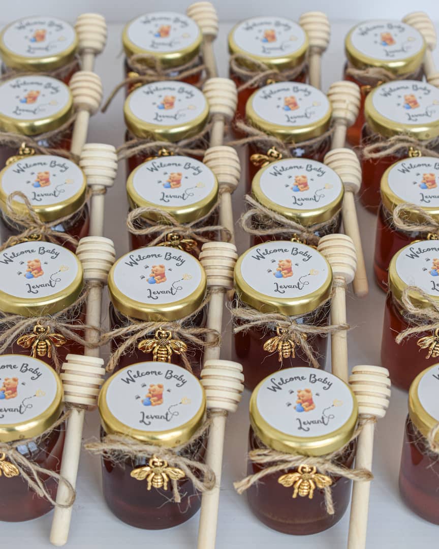Personalized Baby Boy & Baby Girl Shower Favors Natural Honey Jars