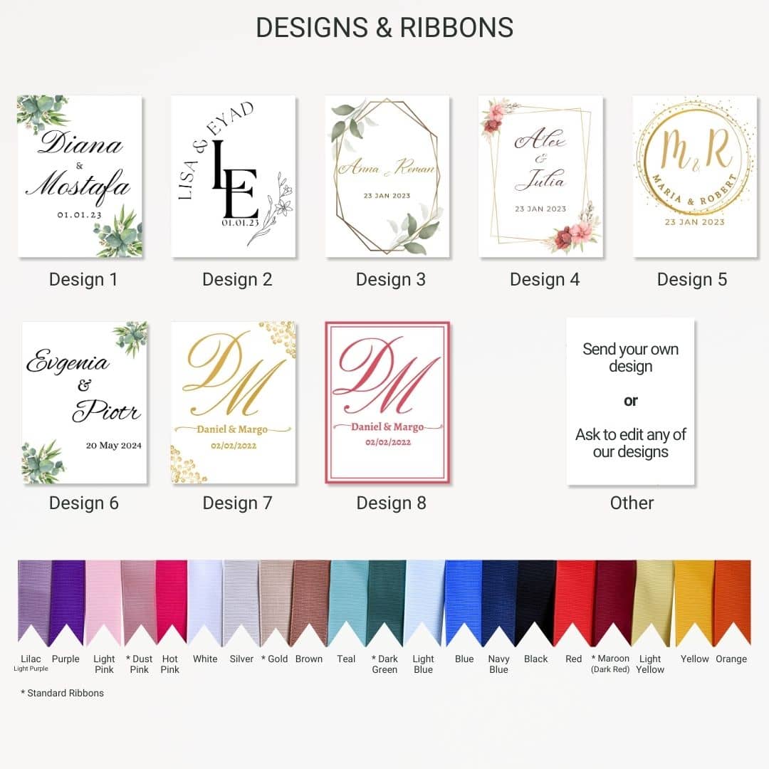 Choose your Wedding Favors different designs