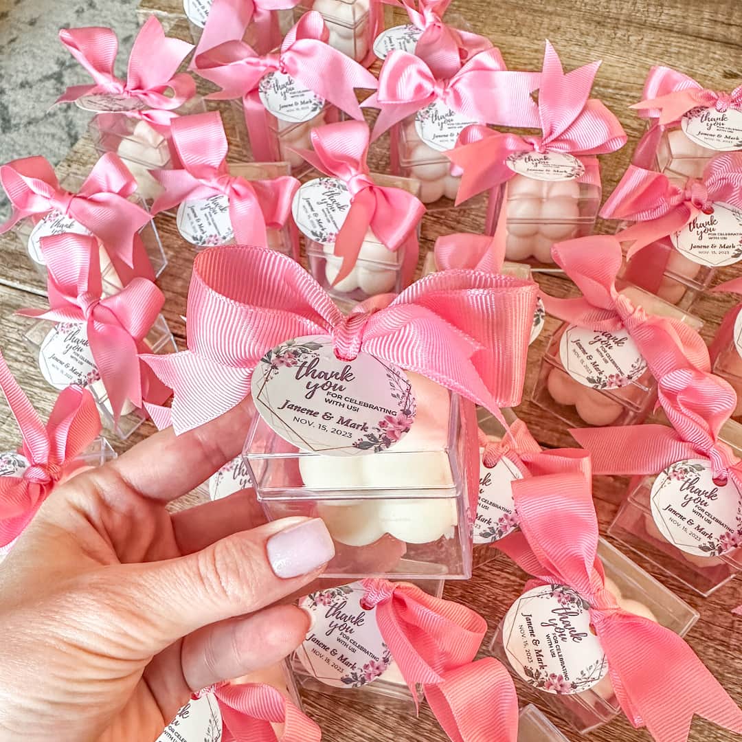 pink Wedding Favors Candles Personalized Designs