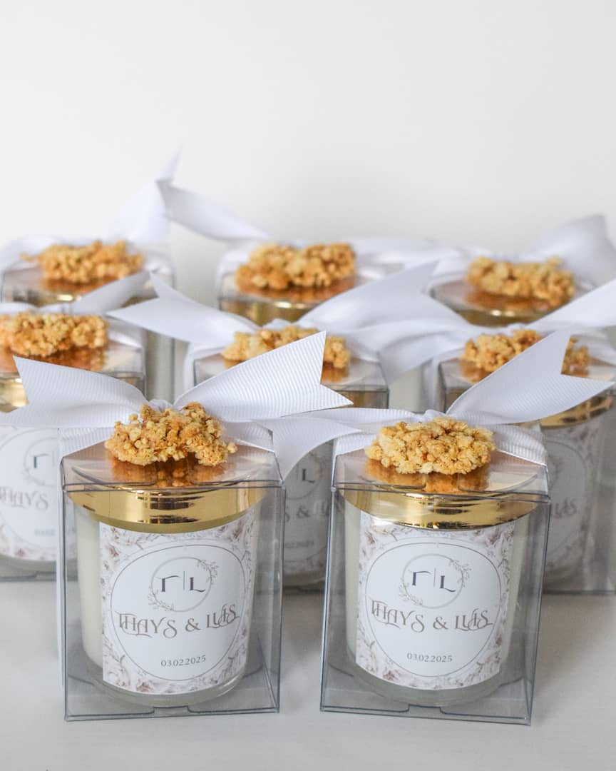 Scented Candle With Natural Dried Flowers | Personalized Wedding Favor