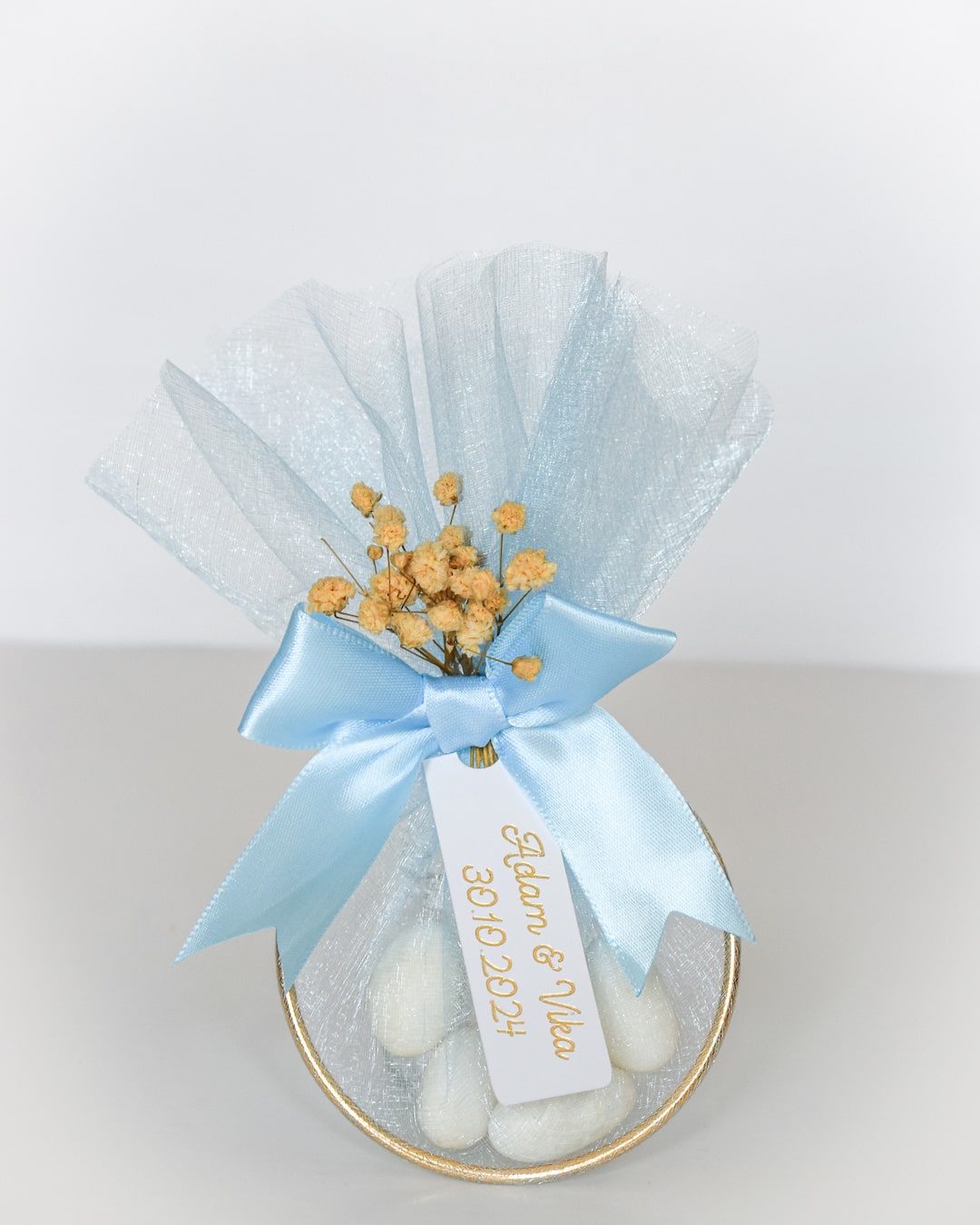 blue Wedding Favors Personalized Sugar-Coated Almonds