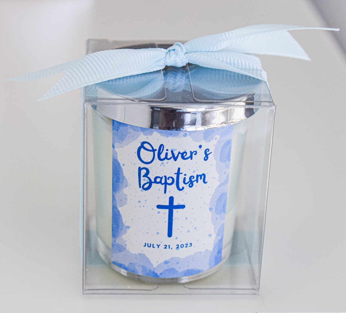 Blue Baby Baptism Favors