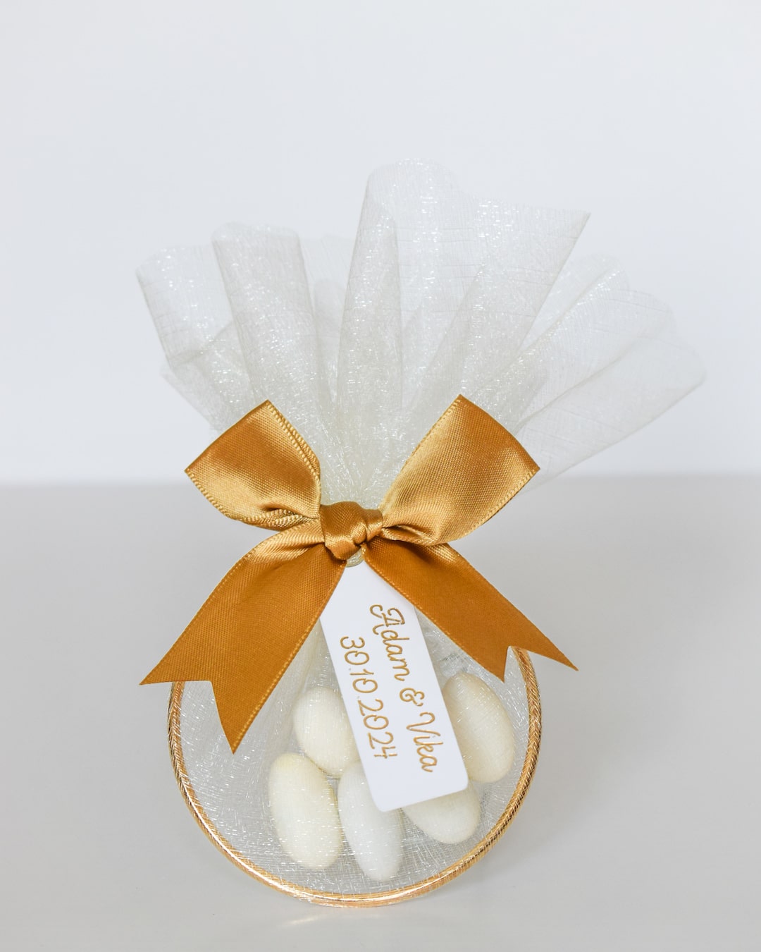 gold Wedding Favors Personalized Sugar-Coated Almonds