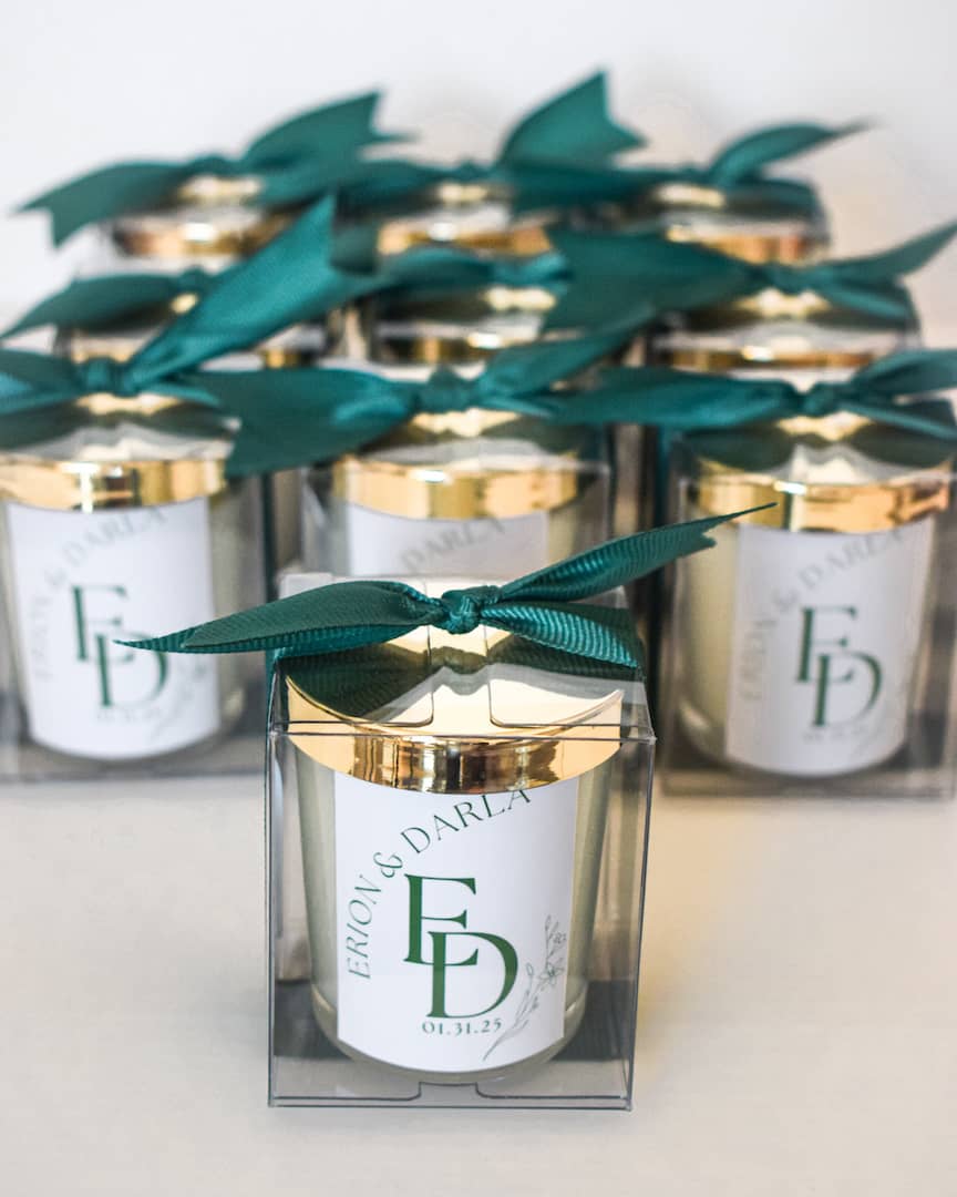 Personalized Scented Candle | Customized Name & Design Wedding Favors