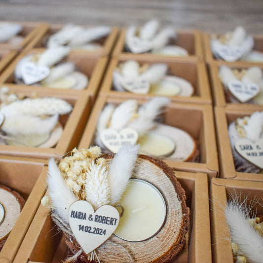 partyfavors.ae Wedding Favors Personalized Rustic Wood Candle Holder