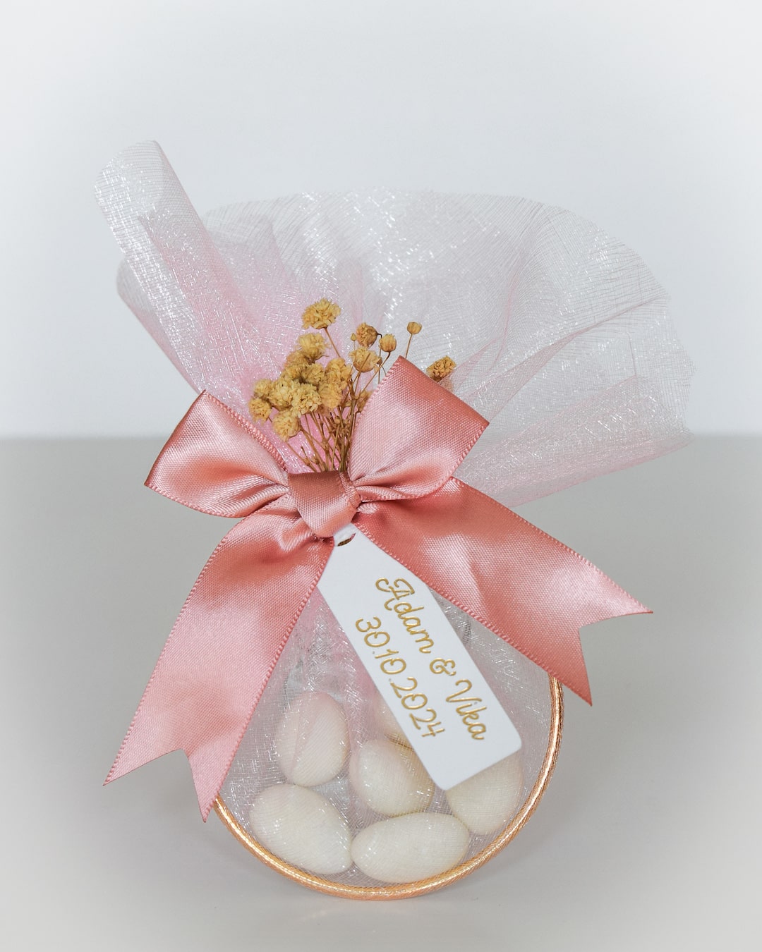 pink Wedding Favors Personalized Sugar-Coated Almonds