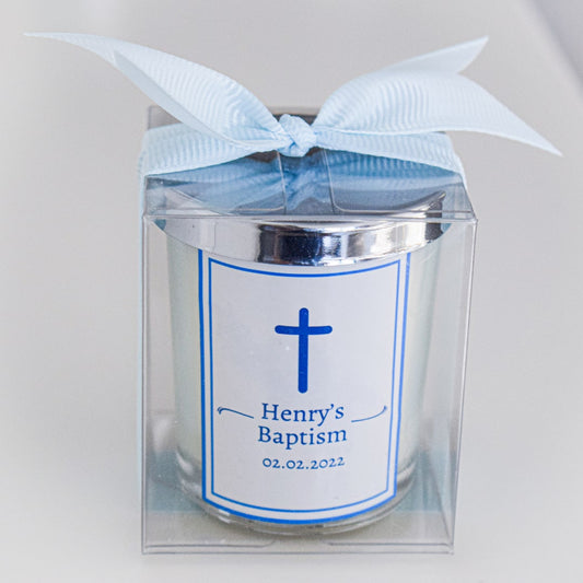 Baby boy Baptism Favors | Personalized Christening Giveaways | Scented Candles