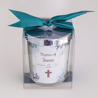Boy Baby Baptism Favors | Personalized Christening Giveaways | Scented Candles