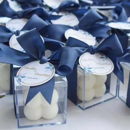 Blue Wedding Favors Candles Personalized Designs & Names
