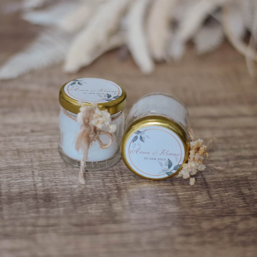 Anna & Romman Personalized Scented Candle Jars | Real Dried Flowers | Custom Wedding Favors