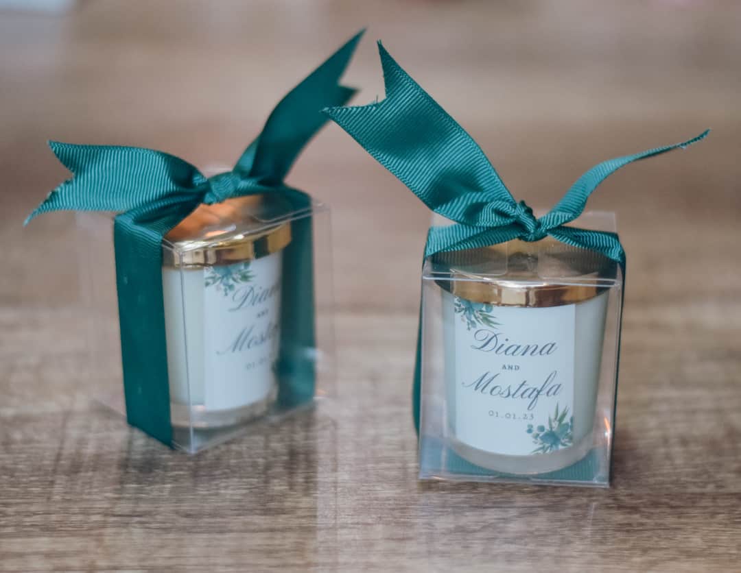 golden green wedding favors Personalized Scented Candle 