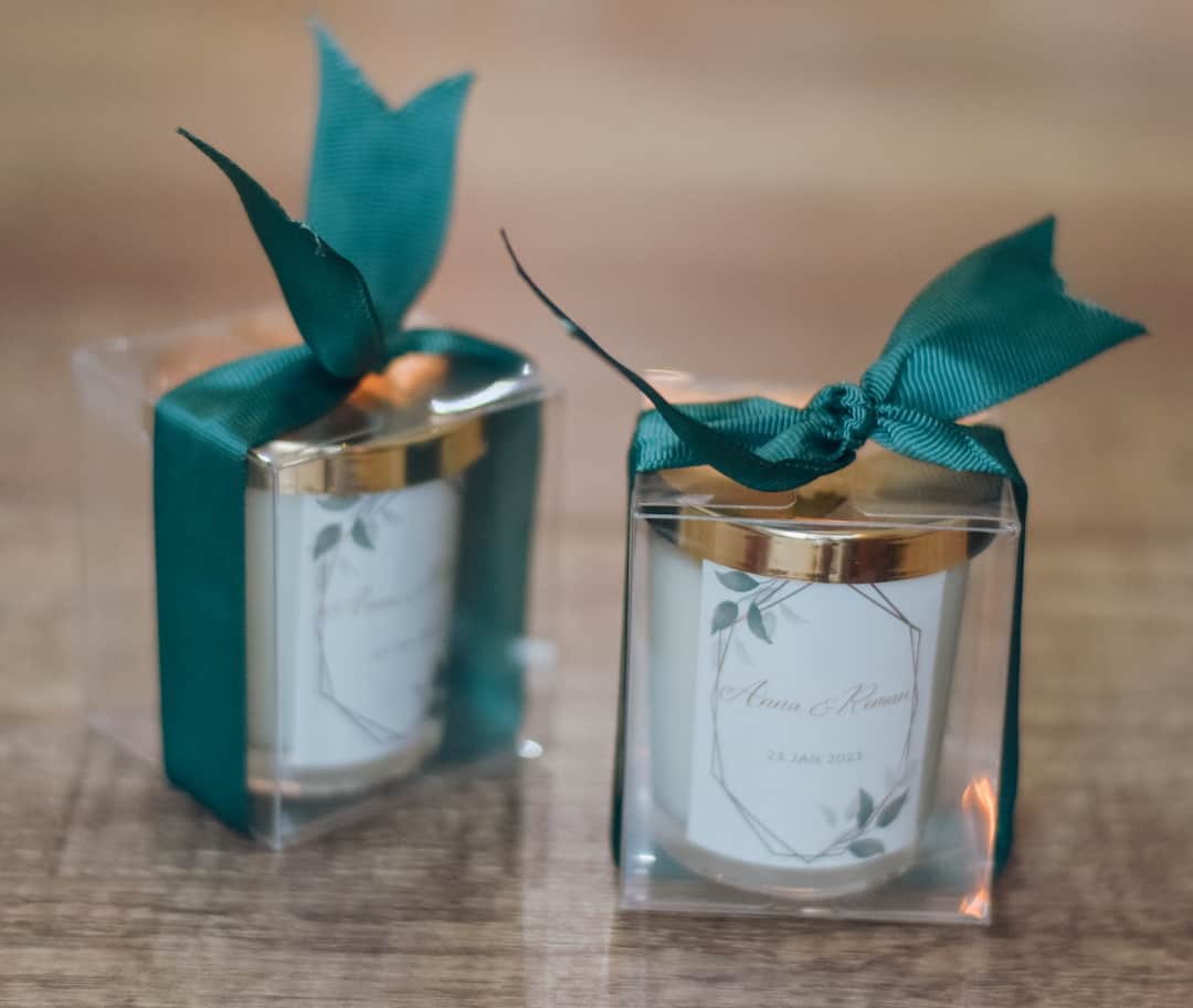 green golden wedding favors Personalized Scented Candle 