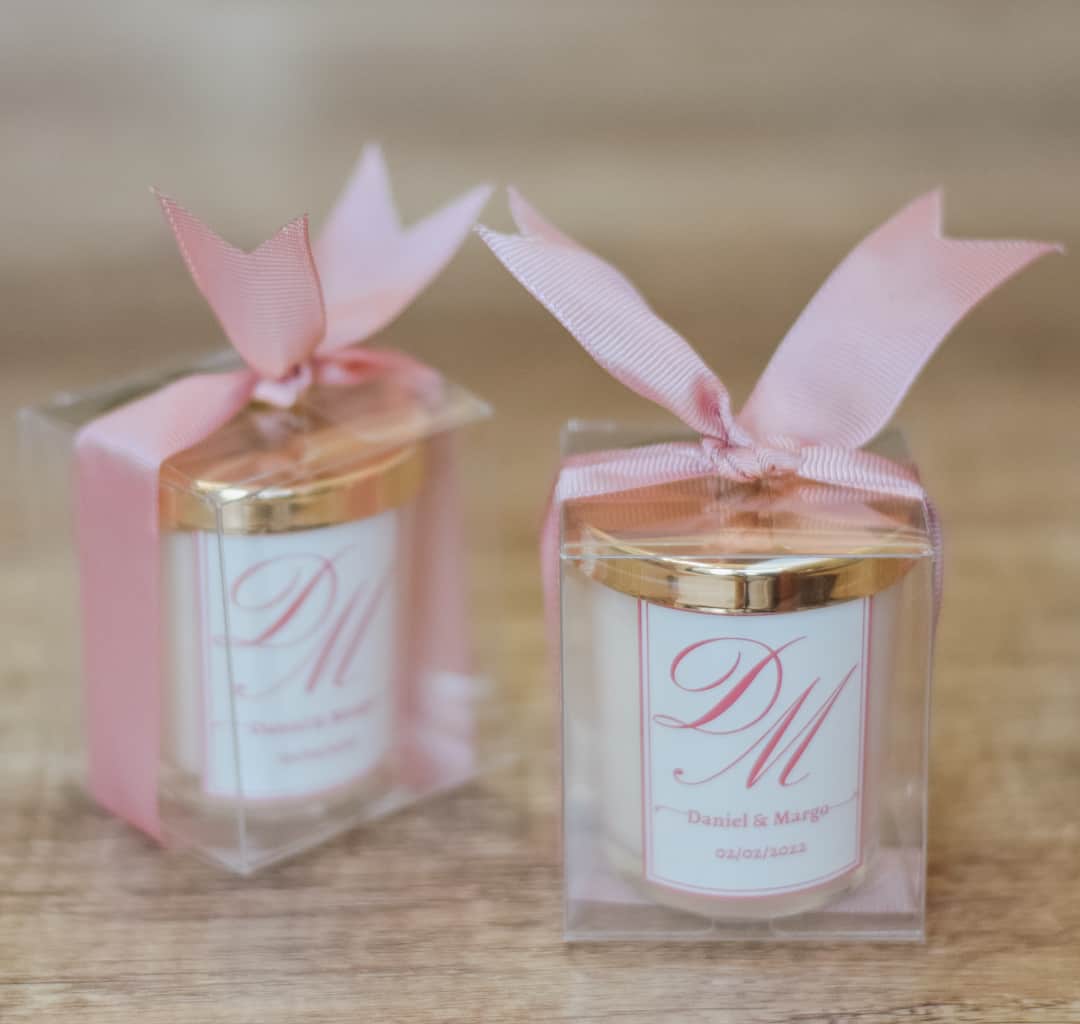 pink wedding favors Personalized Scented Candle 