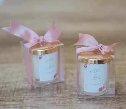 golden pink wedding favors Personalized Scented Candle 