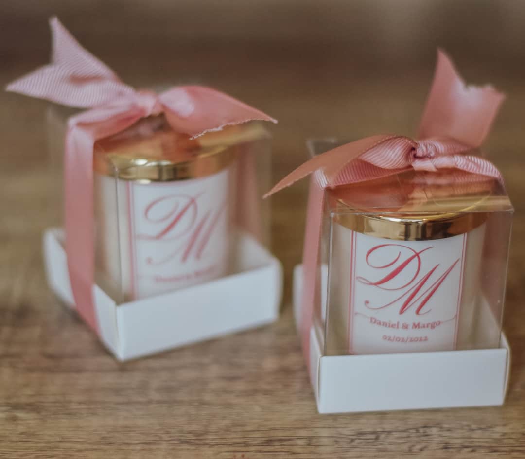 Pink Wedding Party Favors Candles