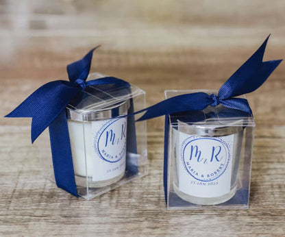 silver blue wedding favors Personalized Scented Candle 