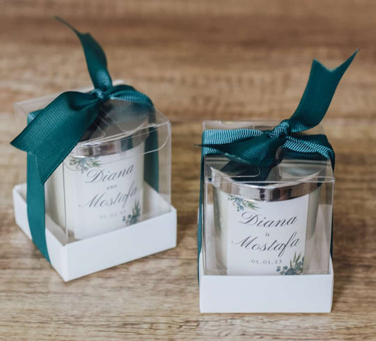 Green Silver Wedding Party Favors Candles 