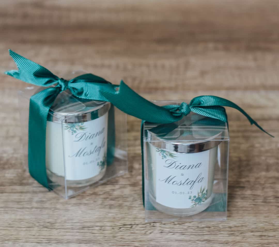 silver green wedding favors Personalized Scented Candle 