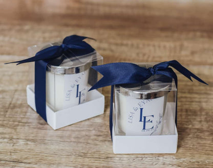 Wedding Party Favors Candles Silver Blue