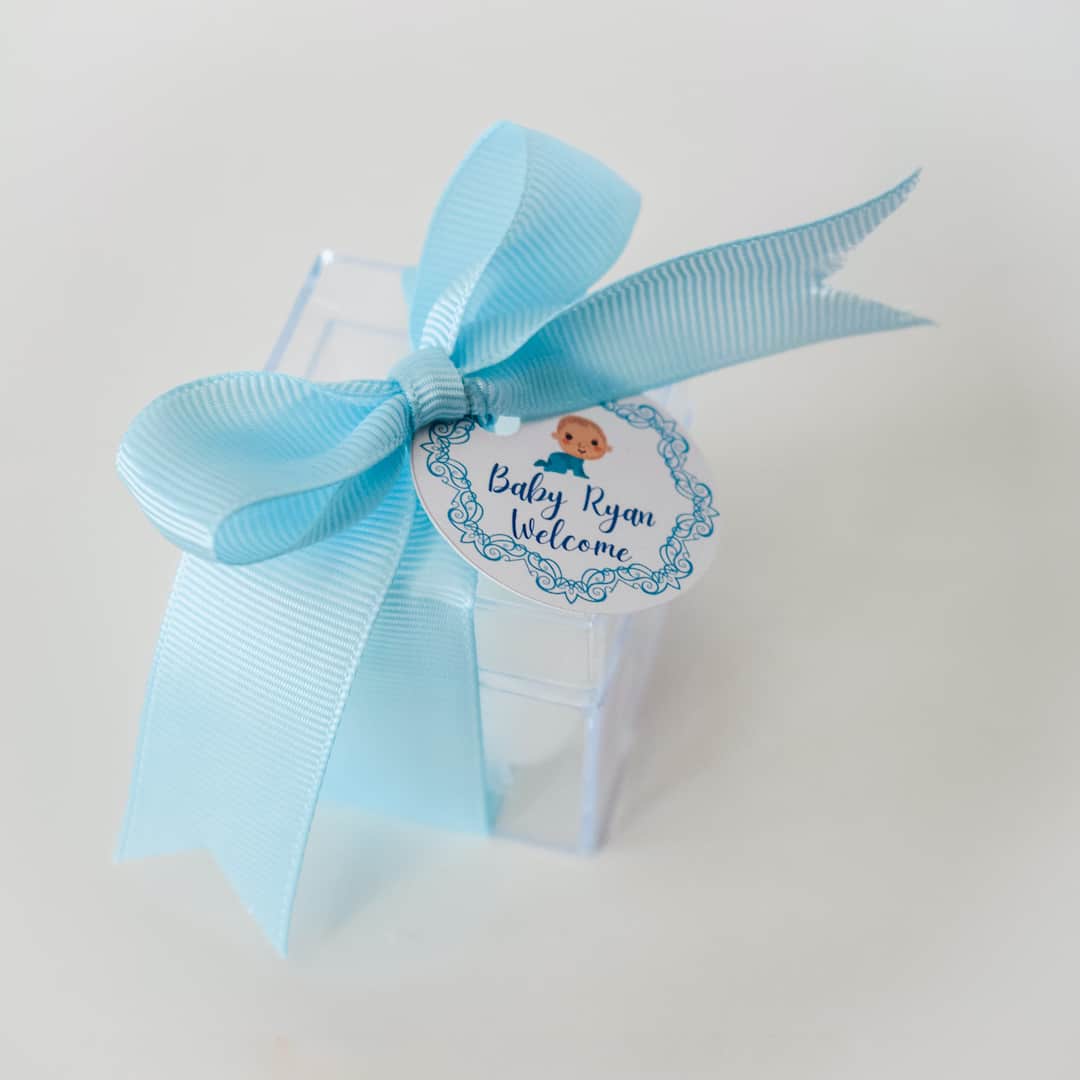 blue candle baby shower party favors 