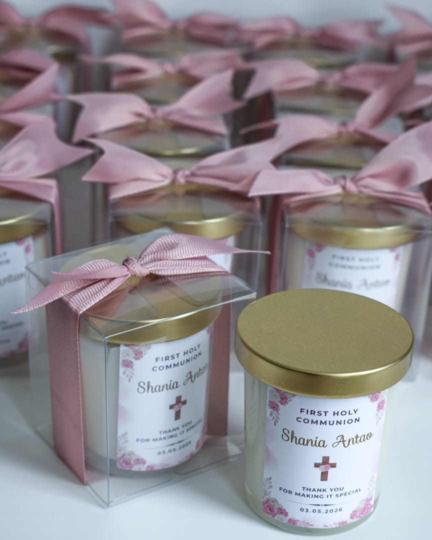 Holly Communion Favors | Personalized Giveaways | Scented Candles