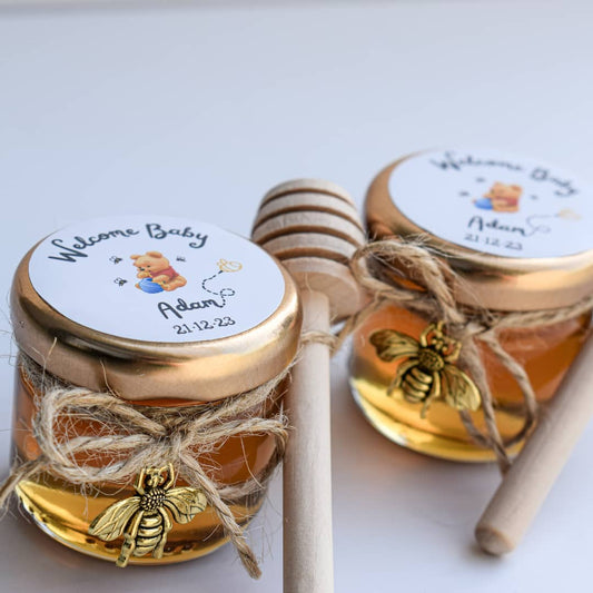 Personalized Baby Boy & Baby Girl Shower Favors Natural Honey Jars
