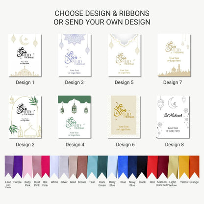 Collection of Eid greeting designs with ribbons Personalized Eid Mubarak Gifts