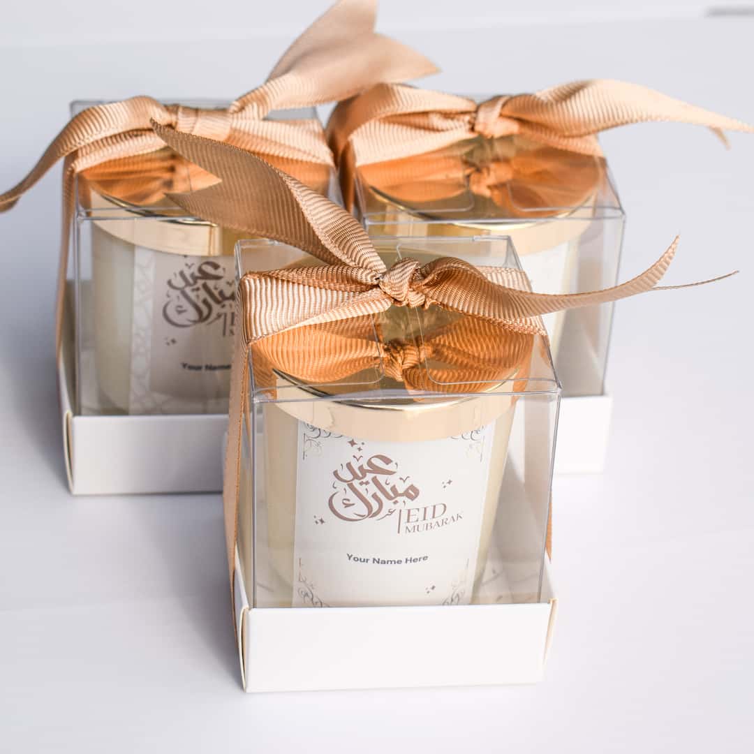 golden Personalized Eid Mubarak Gifts Favors Scented Candle