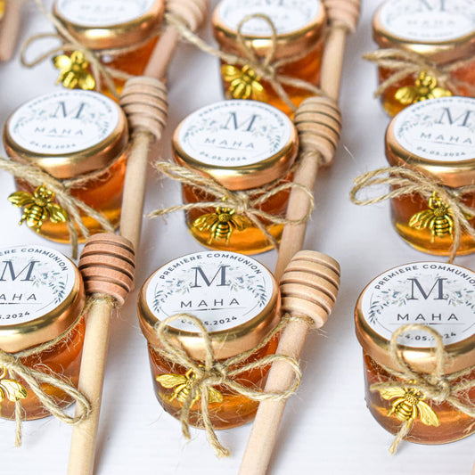 First Communion favors personalized honey jars