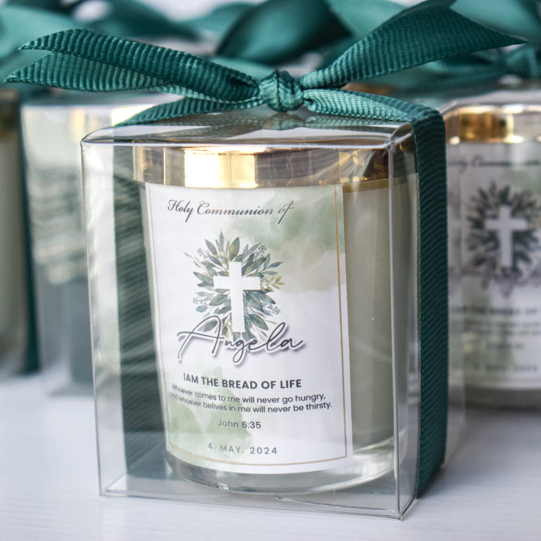 Holly Communion Favors | Personalized Giveaways | Scented Candles