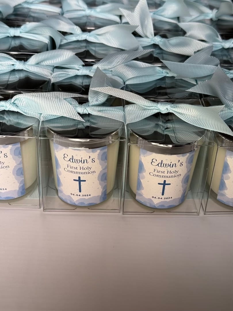 Holly Communion Favors | Personalized Giveaways | Scented Candles