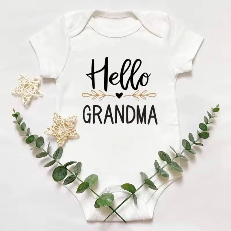 Pregnancy Reveal “Hello Grandma” Bodysuit 100% Cotton for Baby Announcement