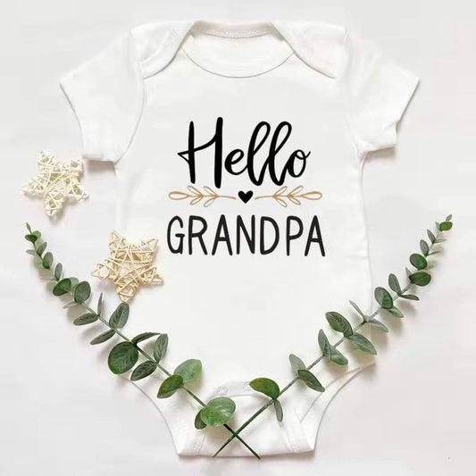 Pregnancy Reveal “Hello Grandpa” Bodysuit 100% Cotton for Baby Announcement