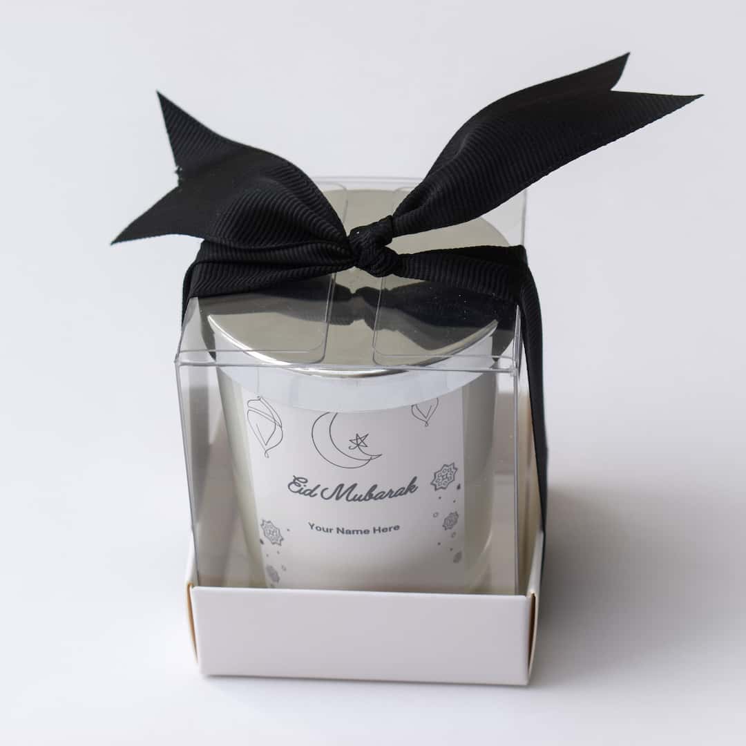 black Personalized Eid Mubarak Gifts Favors Scented Candle