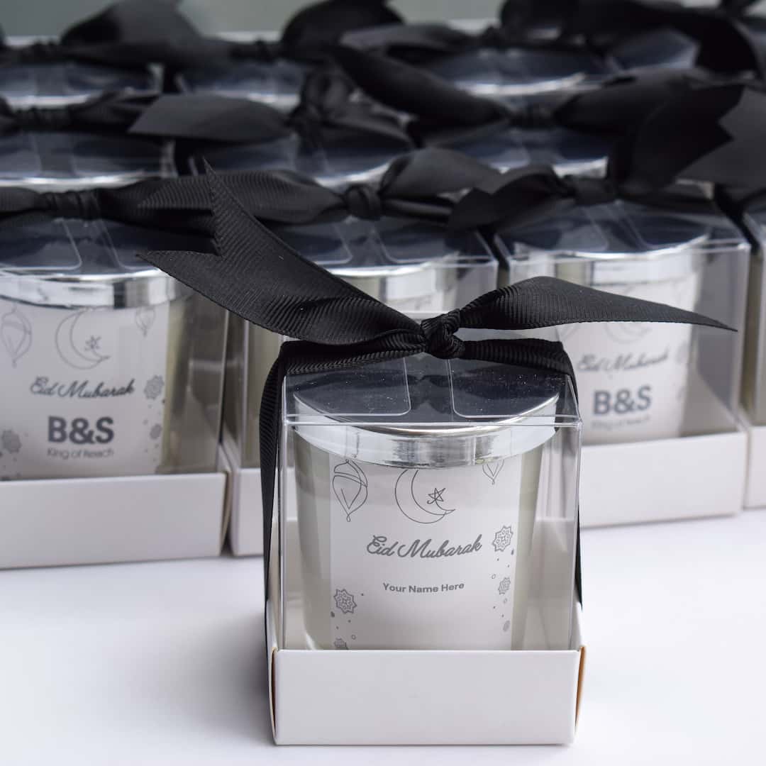 Personalized Eid Mubarak Gifts Favors Scented Candle black