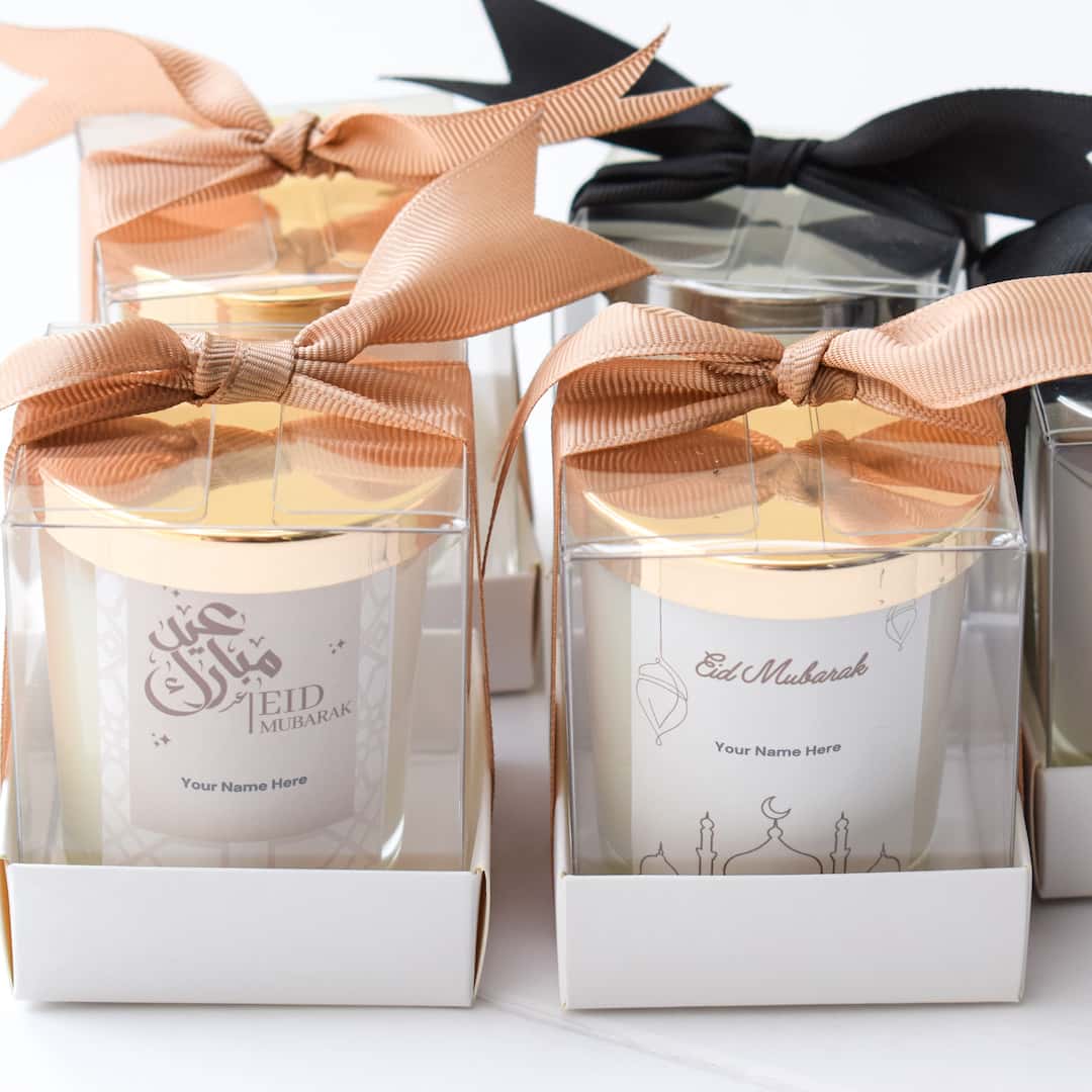 gold Personalized Eid Mubarak Gifts Favors Scented Candle