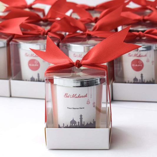 Personalized Eid Mubarak Gifts Favors Scented Candle red